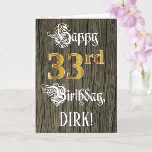 Carte 33e anniversaire : Faux Gold Look + Faux Wood Moti