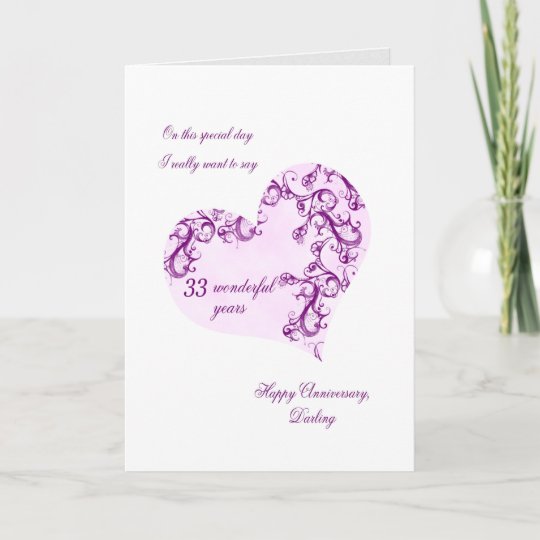 Carte 33e Anniversaire Mariage Romantique Zazzle Ca