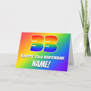 Carte 33e anniversaire : Motif arc-en-ciel multicolore n