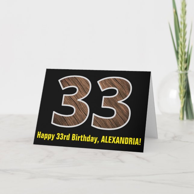 Carte 33e anniversaire : Nom + Faux Motif de grains de b (Devant)
