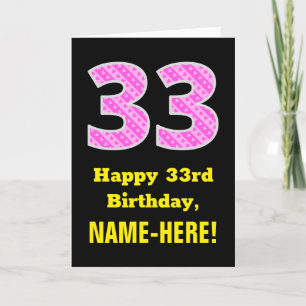 Carte 33e anniversaire : Pink Stripes and Hearts "33" + 