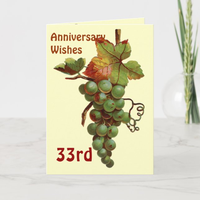 Carte 33e anniversaire souhaits, personnalisable (Devant)