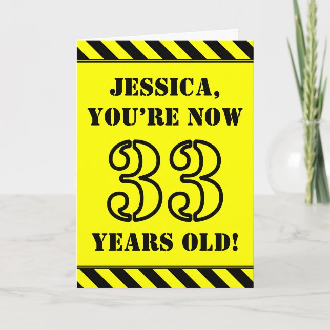 Carte 33e anniversaire : texte de style crayon amusant,  (Devant)