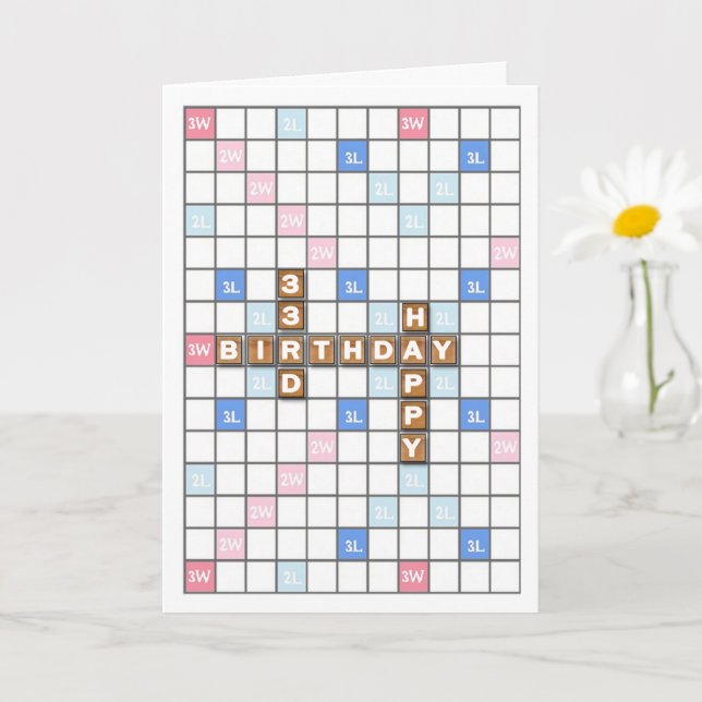 Carte 33e anniversaire, Word Game Board (Petite plante)