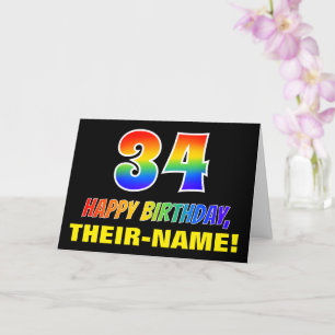 Carte 34e anniversaire : Bold, amusant, simple, arc-en-c