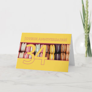 Carte 34e Anniversaire Français de Macaron-Joyeux !