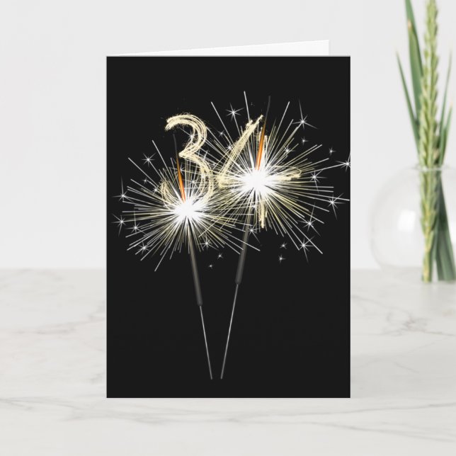 Carte 34e anniversaire Sparklers en noir (Devant)