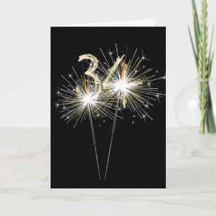 Carte 34e anniversaire Sparklers en noir
