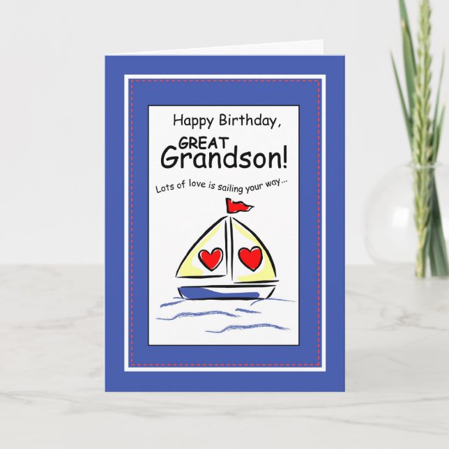 Carte 3541 Grand Petit-fils Religieux Voilier Anniversai (Devant)