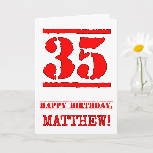 Carte 35e anniversaire : Amusant, Timbre en caoutchouc r (Petite plante)