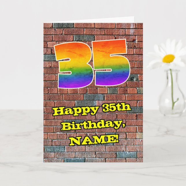 Carte 35e anniversaire : Arc-en-ciel amusant inspiré par (Petite plante)