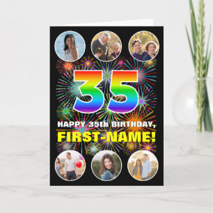 Carte 35e anniversaire : Arc en ciel amusant #, Nom pers
