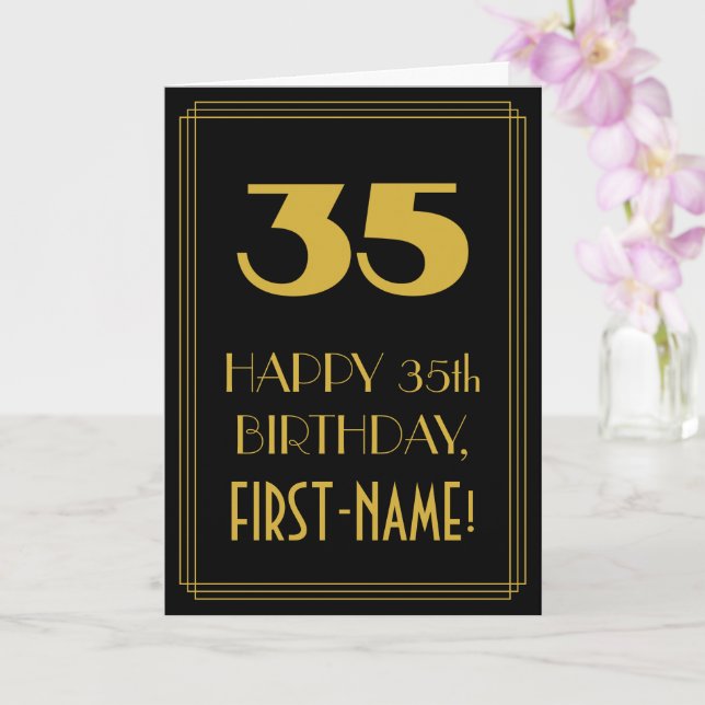 Carte 35e anniversaire - Art Déco Inspiré Look "35" & No (Orchidée)