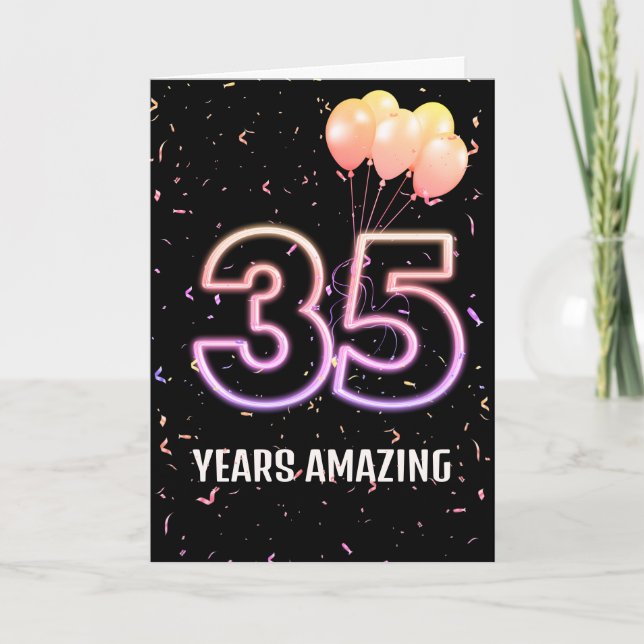 Carte 35e anniversaire Ballons et Confetti (Devant)
