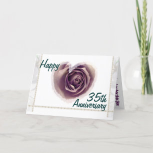 Carte 35e anniversaire du Mariage - Coeur Rose violet