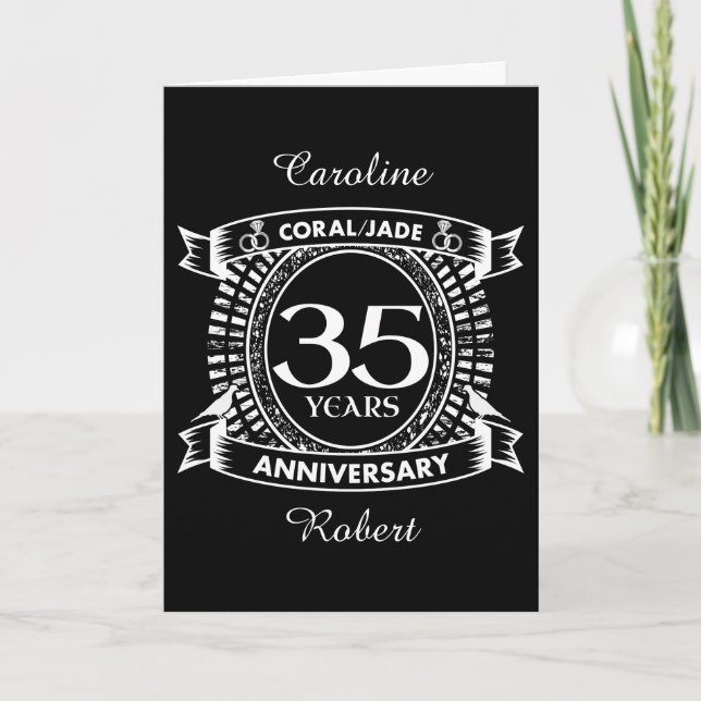Carte 35e anniversaire du mariage crête de Coral Jade (Devant)