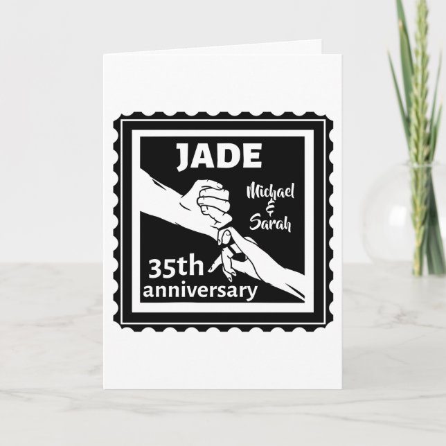 Carte 35e anniversaire du mariage tenant la main (Devant)