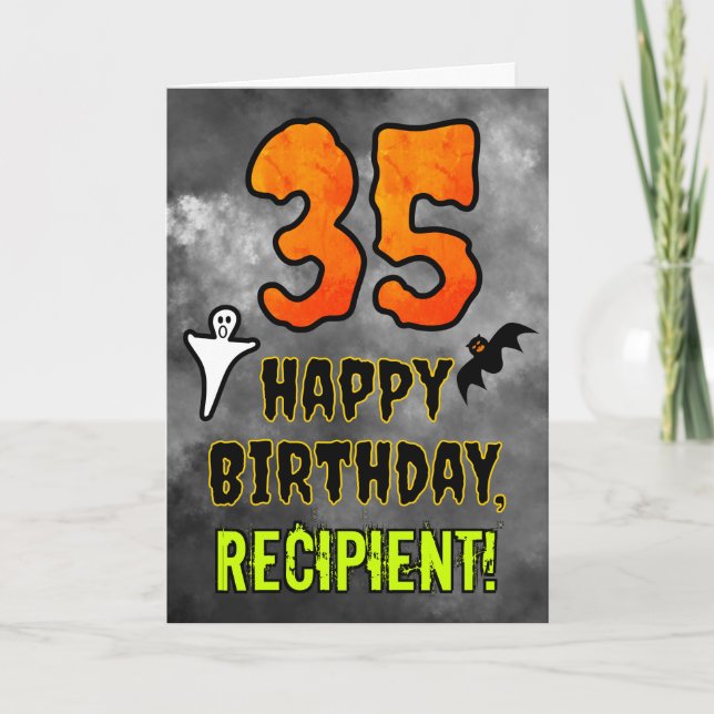 Carte 35e anniversaire : Eerie Halloween Thème + Nom per (Devant)