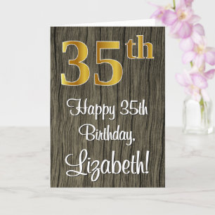Carte 35e anniversaire : Elégant Faux Gold Look #, Faux 