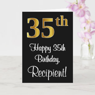 Carte 35e anniversaire ~ Elégant Luxueux Faux Gold Look 