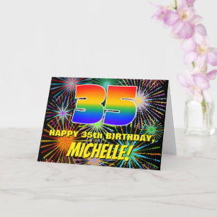 Carte 35e anniversaire : Feu d'artifice festif amusant e
