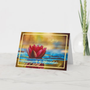 Carte 35e anniversaire Jenny Red Water Lily Gold Frame C