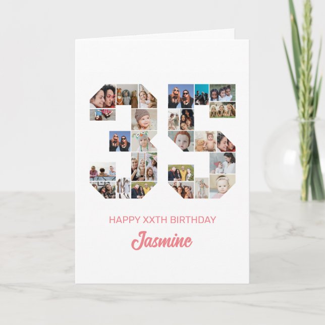 Carte 35e anniversaire Numéro 35 Photo Collage personnal (Devant)