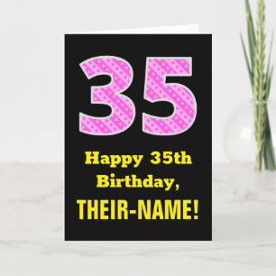 Carte 35e anniversaire : Pink Stripes and Hearts "35" + 