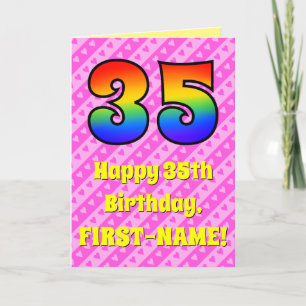 Carte 35e anniversaire : Pink Stripes & Hearts, Arc en c