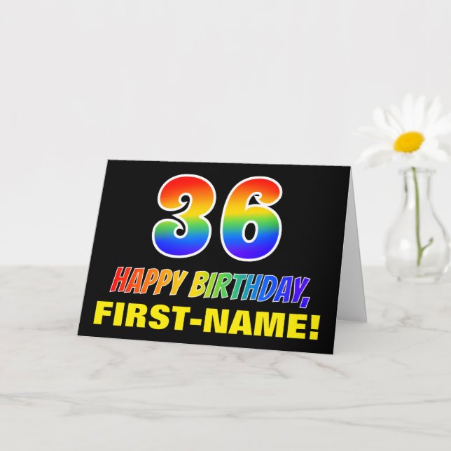 Carte 36e anniversaire : Bold, amusant, simple, arc-en-c (Petite plante)