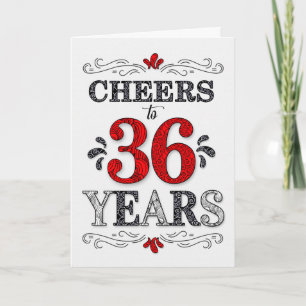 Carte 36e anniversaire Cheers en Motif noir blanc rouge