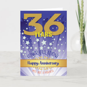 Carte 36e anniversaire de rétablissement chiffre gras