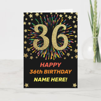 Carte 36e anniversaire Feu d'artifice Rainbow Gold Fun