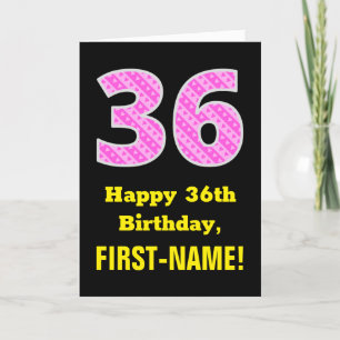 Carte 36e anniversaire : Pink Stripes and Hearts "36" + 