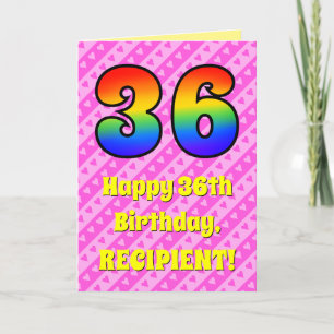 Carte 36e anniversaire : Pink Stripes & Hearts, Arc en c