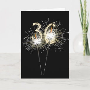 Carte 36e anniversaire Sparklers en noir