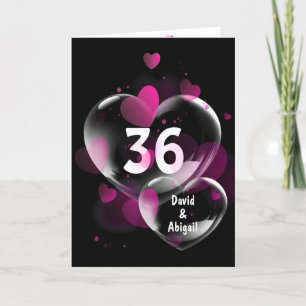 Carte 36ème Anniversaire Bulles cardiaques sur Noir