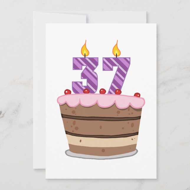 Carte 37 ans sur le gâteau d'anniversaire (Devant)