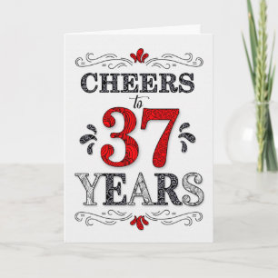 Carte 37e anniversaire Cheers en Motif noir blanc rouge