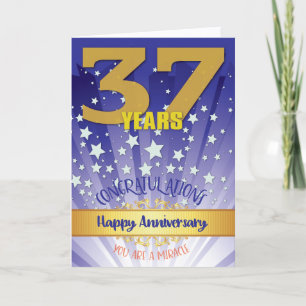 Carte 37e anniversaire de rétablissement chiffre gras