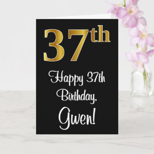 Carte 37e anniversaire ~ Elégant Luxueux Faux Gold Look 