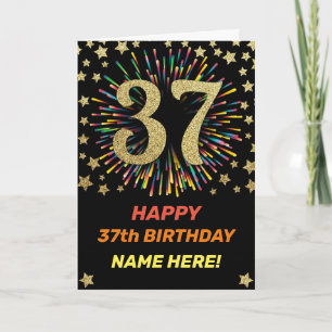 Carte 37e anniversaire Feu d'artifice Rainbow Gold Fun