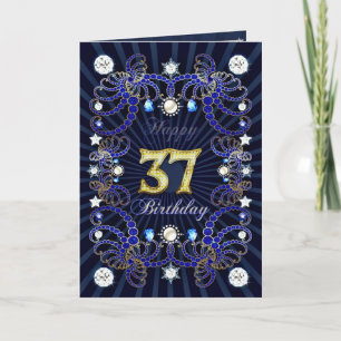Carte 37th birthday card with mesure of jewels