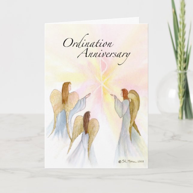 Carte 3849 Anniversaire de l'ordination avec anges (Devant)