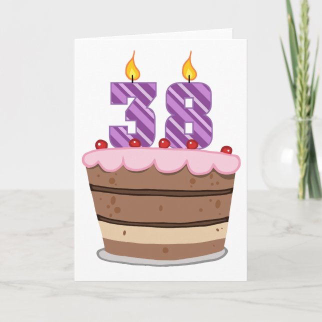 Carte 38 ans sur le gâteau d'anniversaire (Devant)
