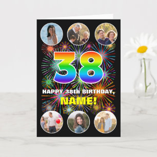 Carte 38e anniversaire : Arc en ciel amusant #, Nom pers