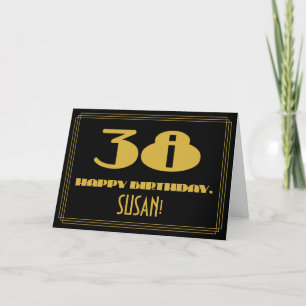 Carte 38e anniversaire : Nom + Art Déco Inspiré Look "38