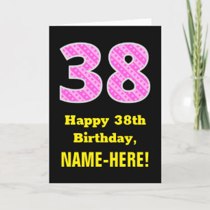 Carte 38e anniversaire : Pink Stripes and Hearts "38" + 