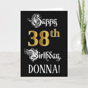 Carte 38e anniversaire — Script fantaisie; look or Faux;