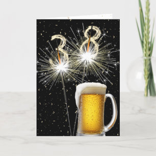 Carte 38e anniversaire Sparklers avec Beer Mug